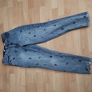 Embroidery snake jeans